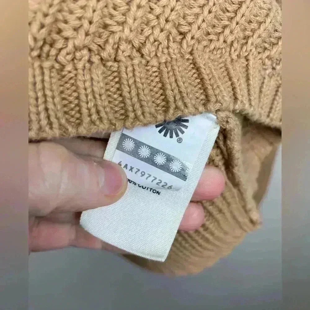 UGG Women's XS Camel Criss V-Neck Pullover Sweater Relaxed Cotton Casual Lounge - Picture 12 of 13